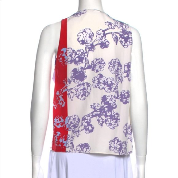 Diane Von Furstenberg Silk Floral Print Blouse - Picture 2 of 13